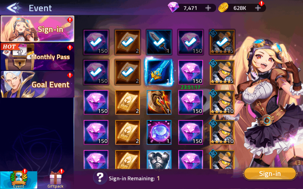 Diamonds from Event rewards Mobile Legends Adventure