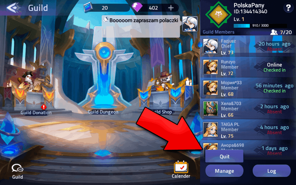 Quit guild in Mobile Legends Adventure