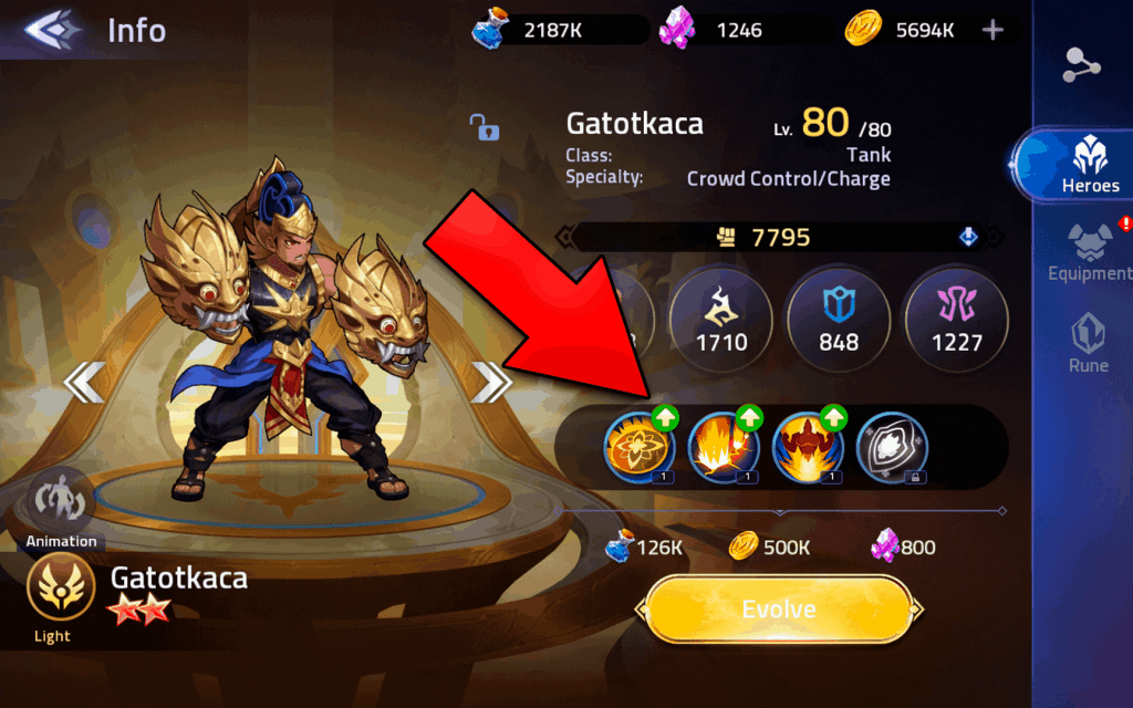 Upgrade skills in Mobile Legends Adventure