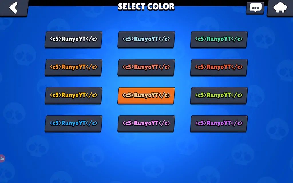 All name colors in Brawl Stars