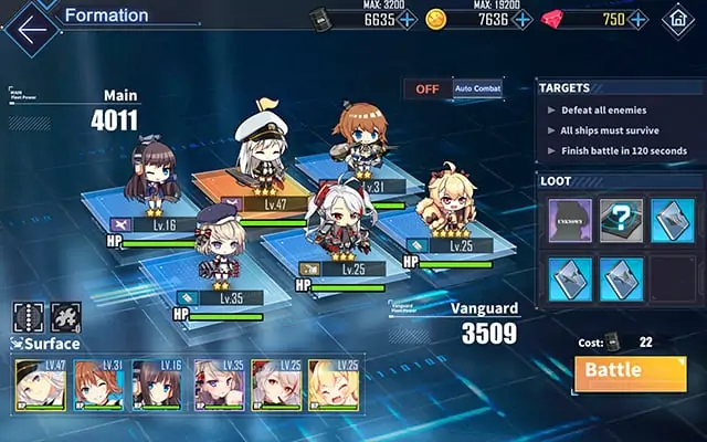 Azur Lane ships from stage battle rewards