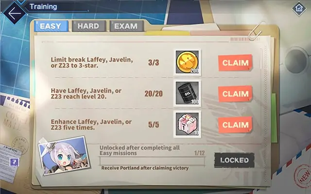 Azur Lane training quests