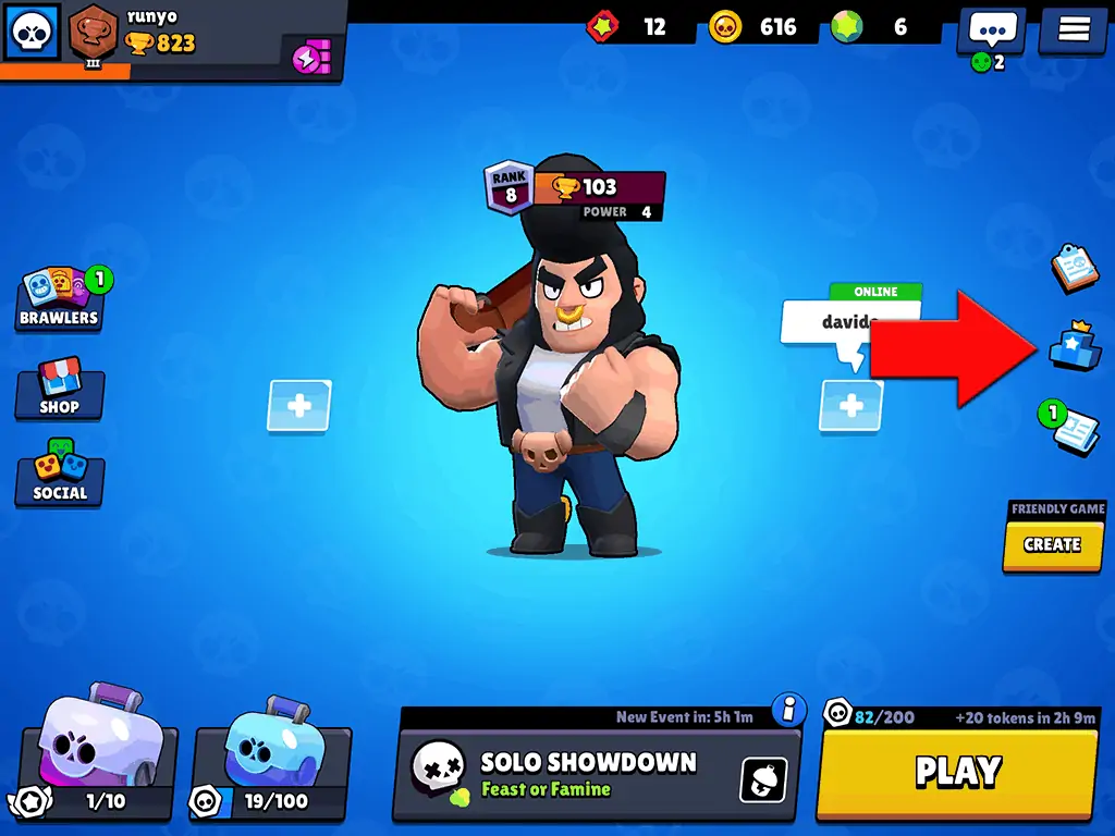 Brawl Stars rankings icon on main screen