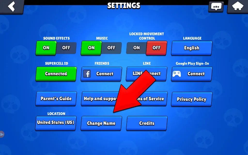 Change Name option in Brawl Stars