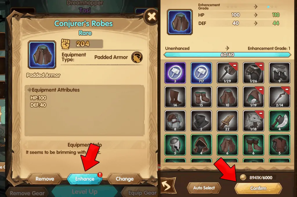 Enhancing gear in AFK Arena