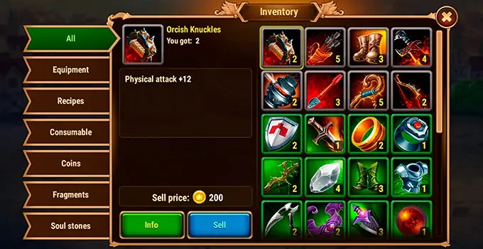 Hero Wars equipment