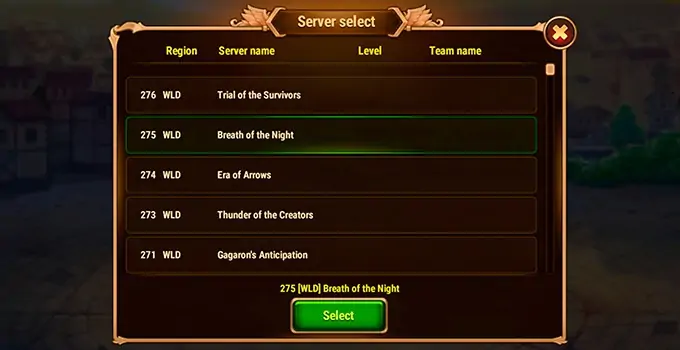 Hero Wars server list